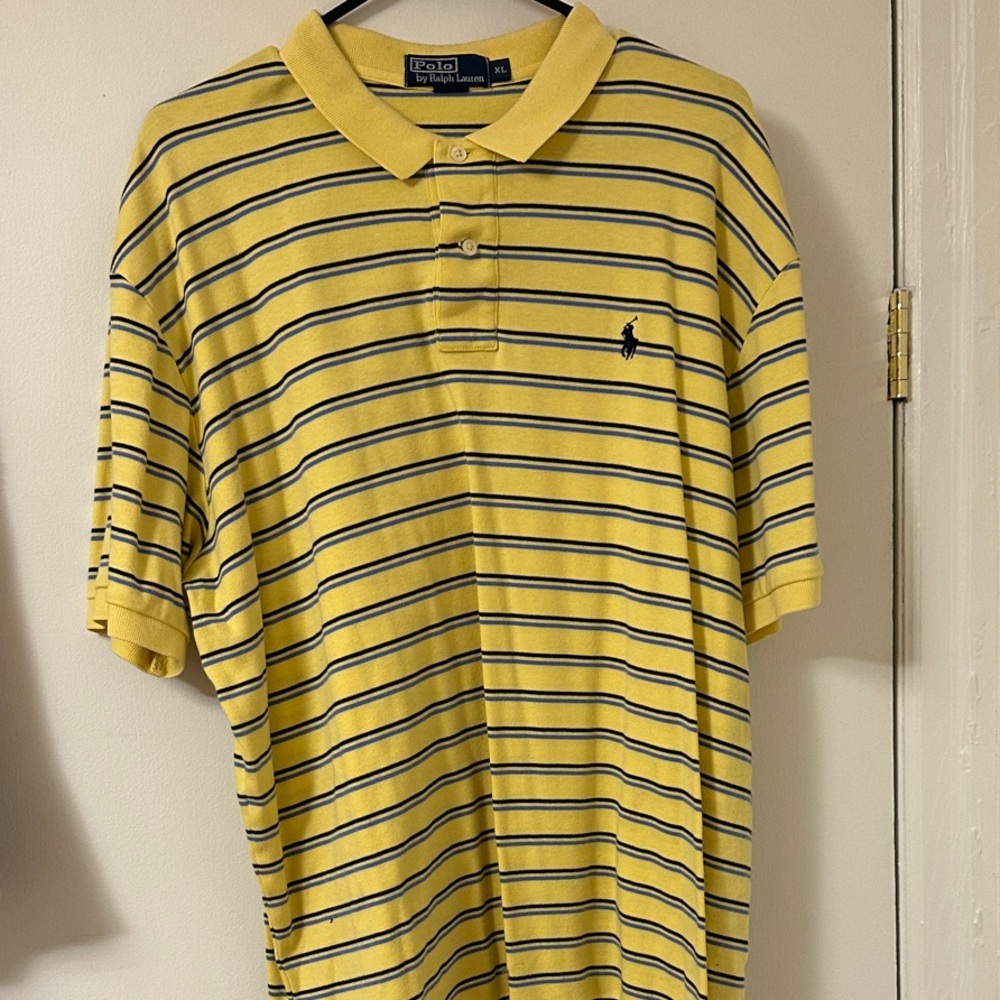 Polo by Ralph Lauren Yellow Striped Polo with Navy Pony